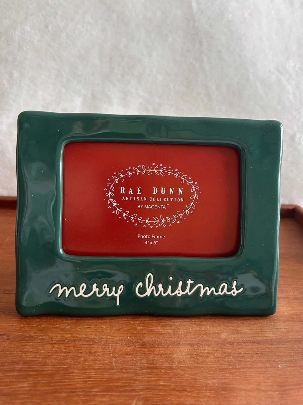 Rae Dunn Green Ceramic Merry Christmas 4x6 Photo Frame